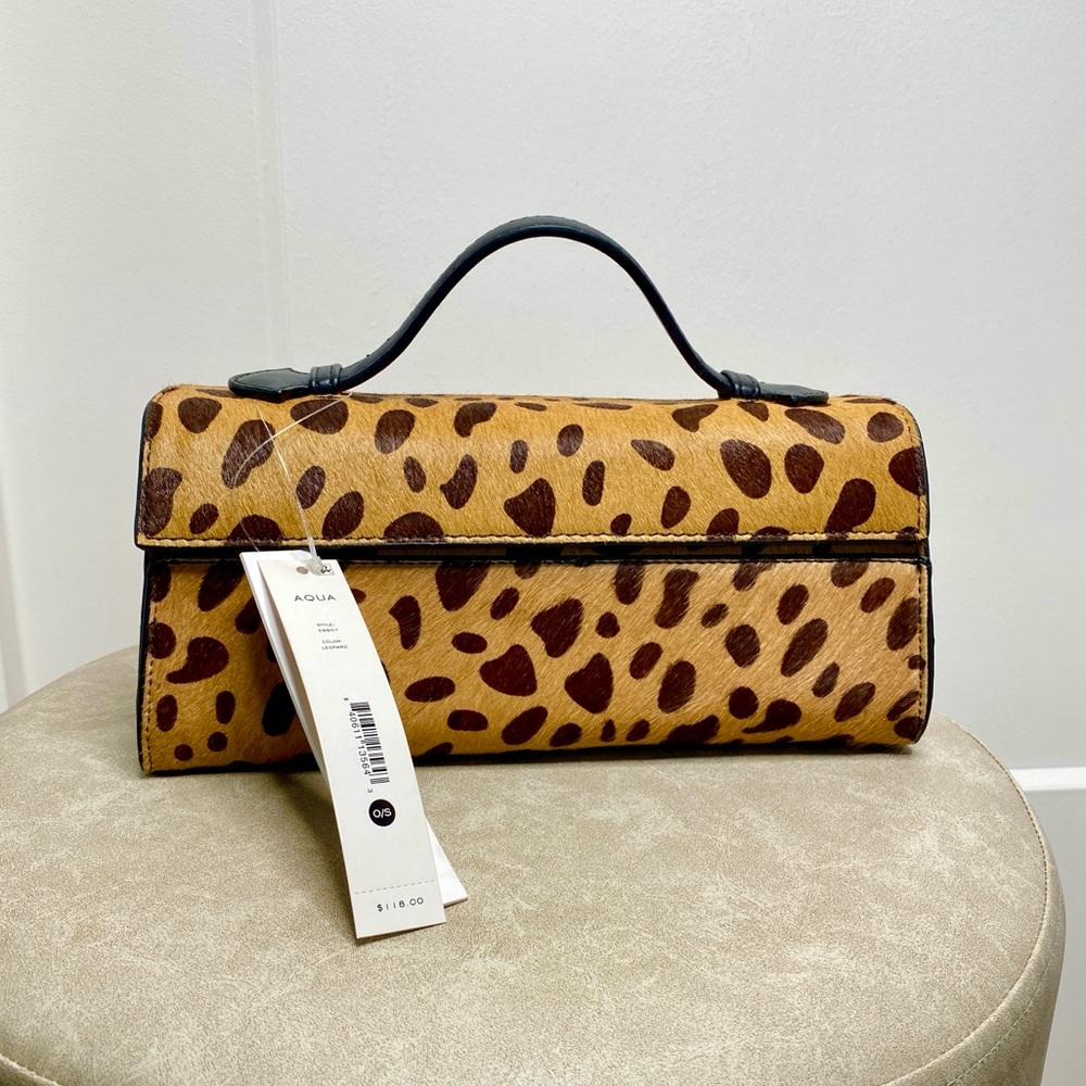 Aqua Bloomingdale’s East West Top Handle Bag Leopard Print | New With Tags